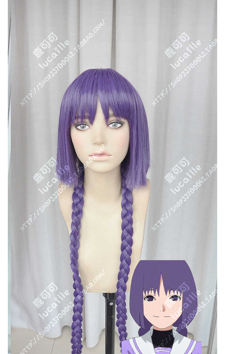博人传笕堇暗紫色bobo头一米麻花辫造型动漫女款cosplay假发