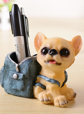 牛仔包可爱风树脂桌面摆件笔筒