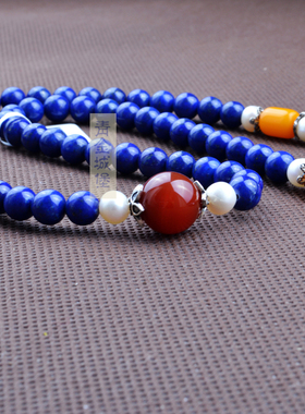 青金石红玛瑙手串佛珠
