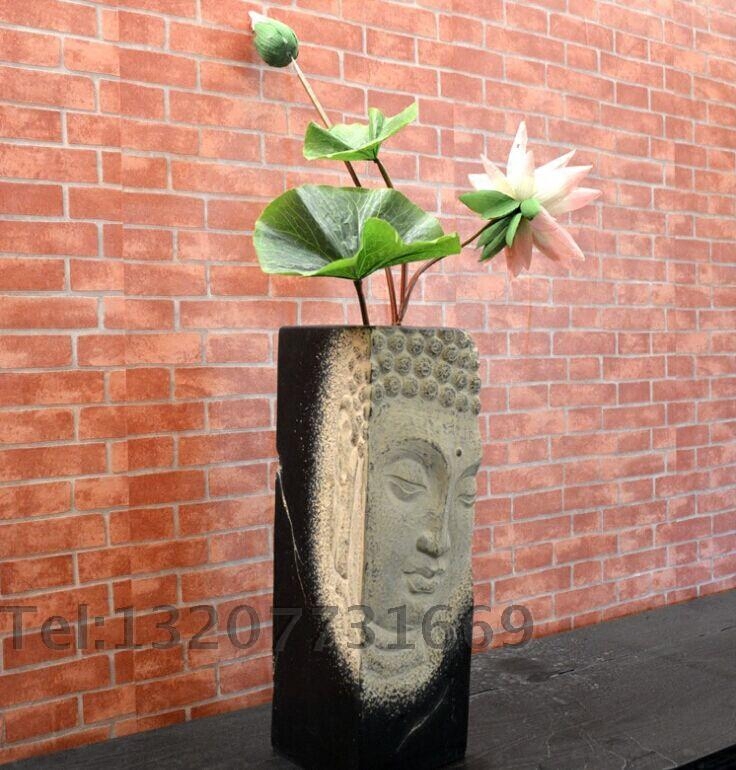中式佛头佛脸佛像花瓶花插智复古禅意家居装饰品仿古工艺品 礼品
