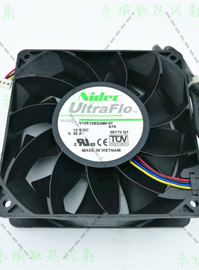 原装nidec V12E12BS2M9-07 12V 0.36A 12038 4线PWM 增压散热风扇