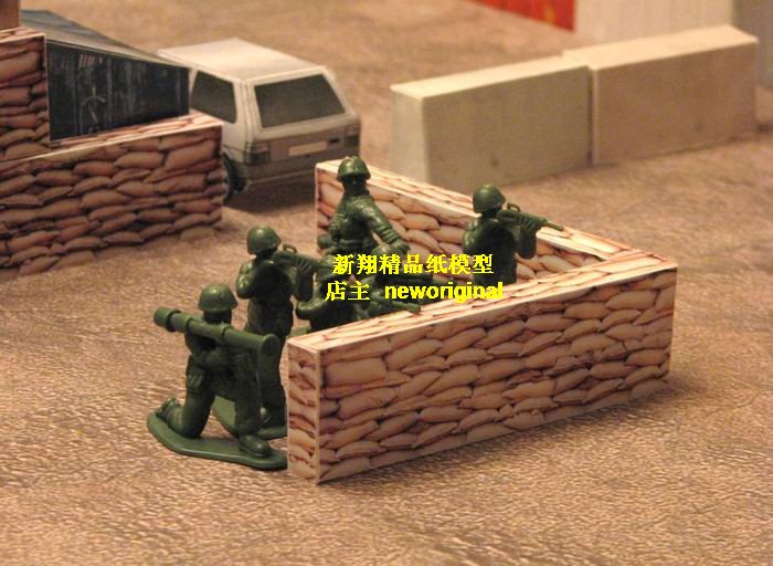 中东地区ISIS反恐战争城市街道巷战沙包军事建筑场景模型