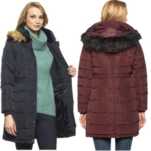 L*外贸原单厚实长款加厚修身保暖时尚棉衣棉服连帽外套大衣大码