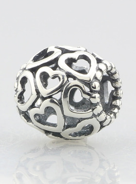 s925纯银 心形珠 衷心的魅力 大孔珠 欧式手链手镯串珠