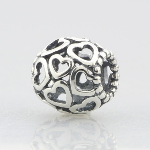 s925纯银 心形珠 衷心的魅力 大孔珠 欧式手链手镯串珠