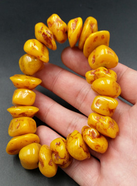 高档精美仿蜜蜡鸡油黄男女款手链