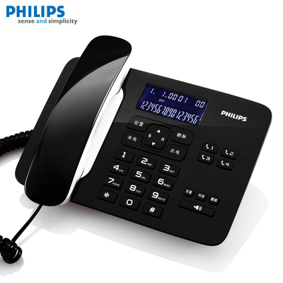 飞利浦 CORD492 电话机 座机 有绳 来电报号 时尚钢琴漆 一键拨号
