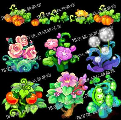 falsh 矢量游戏 植物农作物蒲公英 西红柿 四叶草花草素材文件