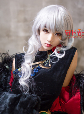 {甜心家}地下城与勇士 鬼剑士 银灰色 65cm长卷发cosplay假发