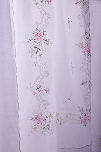 纯麻布手工刺绣彩绣拼玻璃纱 白底/彩绣/白绣 窗帘 床盖 桌布