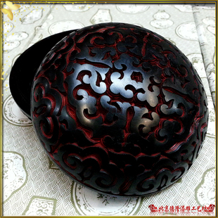 特色礼物收藏升值质量保障雕漆木胎老货手工雕刻4寸祥云首饰盒