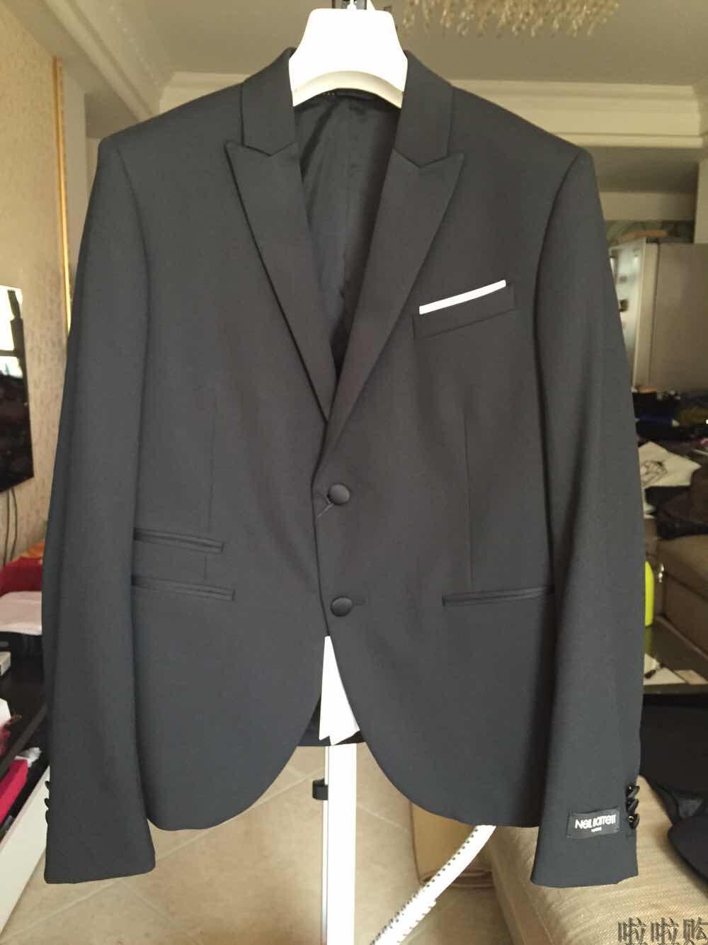 NEIL BARRETT SLIM FIT TUXEDO 男黑色羊毛修身正装西服 正品现货 男装 西服 原图主图