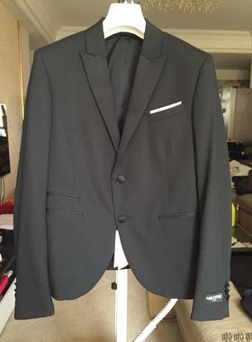 NEIL BARRETT SLIM FIT TUXEDO 男黑色羊毛修身正装西服 正品现货