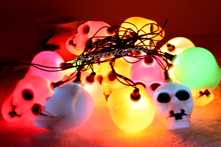 骷髅头闪光LED万圣节装饰灯