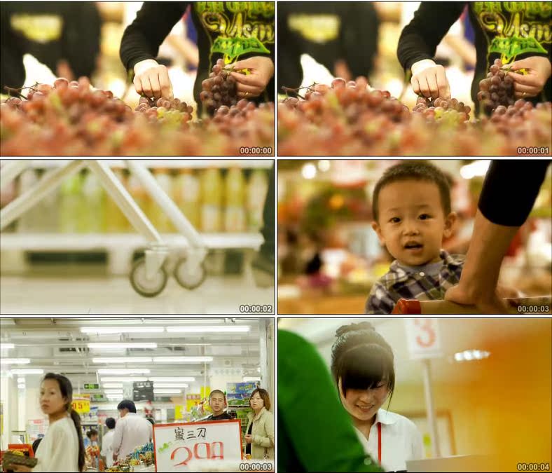 超市购物水果收银镜头一组中国高清实拍视频素材