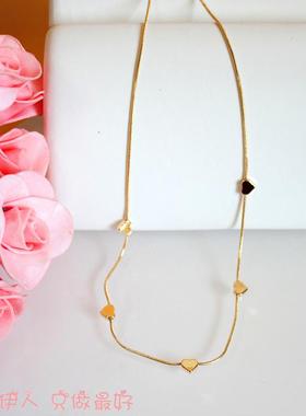 黄金色简洁风小桃心防过敏项链
