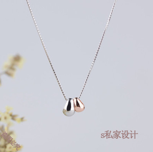 纯银天使蛋吊坠项链白金