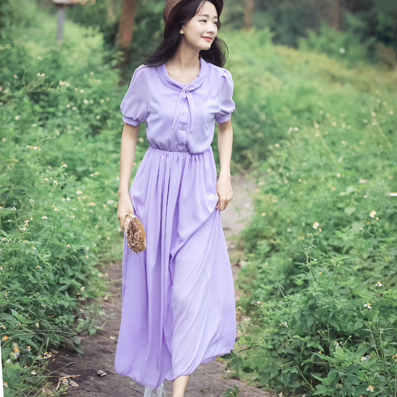 5176#森女风文艺70年代vintage系领带彼得潘领高腰显瘦及踝连衣裙|msdalam kategori Butik wanita / wanita, pakaian - dari Buy2taobao.com untuk memberikan perkhidmatan ejen Taobao profesional membeli