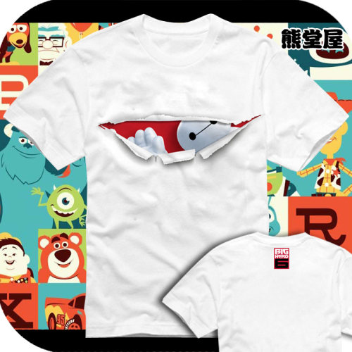 纯棉T恤短袖衣服超能陆战队BigHero6大白在身体里 撕胸