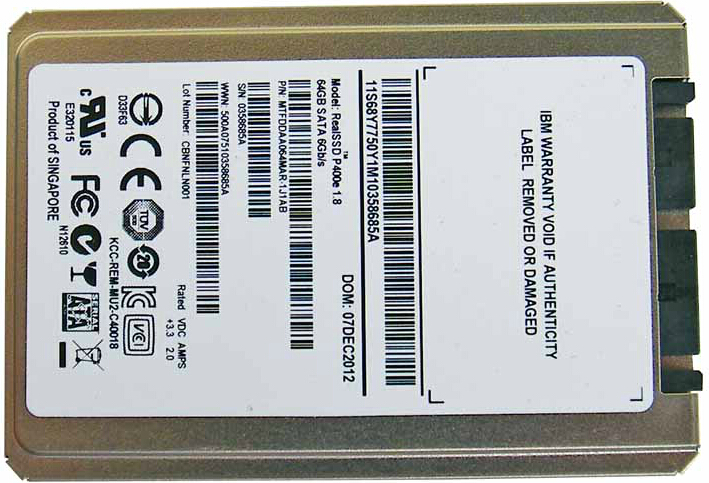 本款商品为IBM服务器用企业版硬盘(也叫工业版），1.8寸micro sata接口，SATA3速度标准，实测读取438兆每秒，写入100兆每秒（注意是接在SATA3接口上测试，如果你的电脑硬盘接口传输速度是SATA2接口标准，速度只有200左右的了），迈威9174主控芯片，镁光D9MNJ缓存芯片