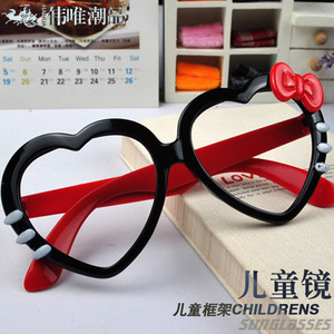 桃心胡须蝴蝶结糖果色儿童眼镜架爱心男女童镜框小孩表演节目道具