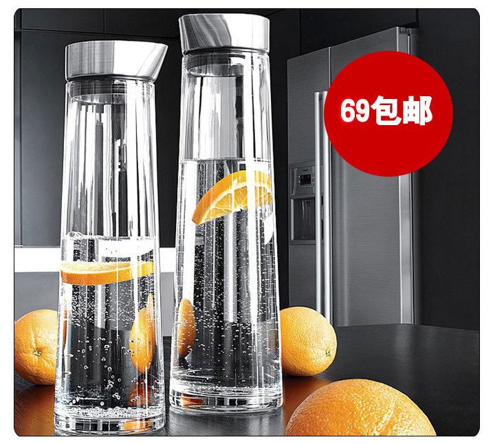 包邮 耐高温玻璃冷水瓶 冷水壶 水杯 柠檬果汁壶耐热大容量