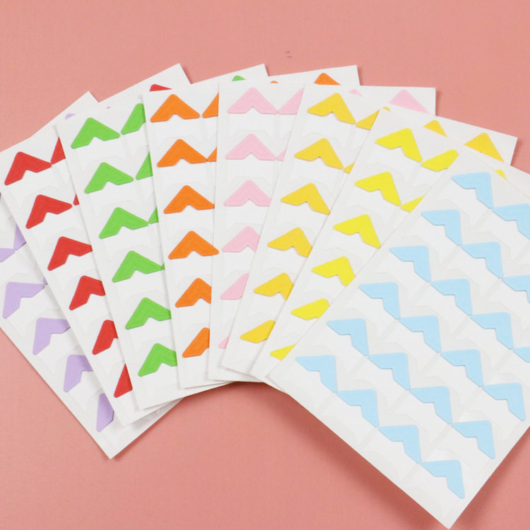 五年八班 24枚diy相册角贴8色不同搭配角贴照片固定粘贴纸 新218