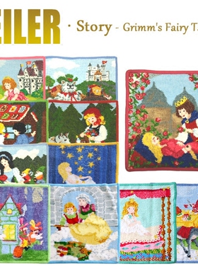 德国FEILER日本限定纯棉毛巾料小方巾手帕手绢 迪士尼童话系列