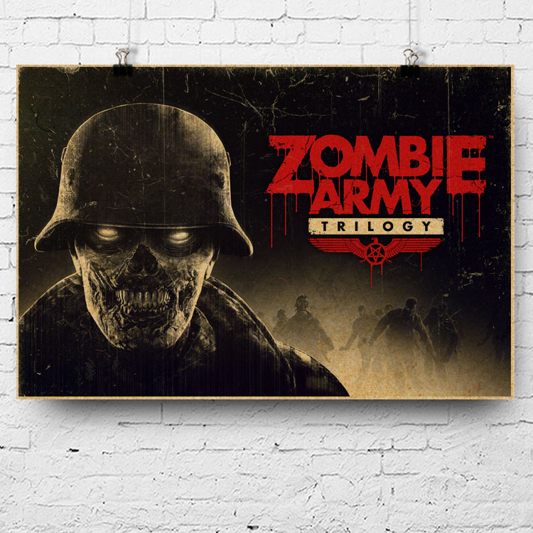 僵尸部队 zombie army trilogy网吧宣传画复古牛皮纸游戏海报-封面