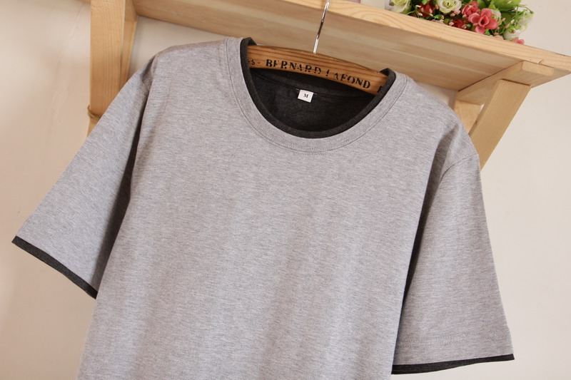 包邮！男士欧美纯棉简约夏装纯色圆领短袖T恤大码t-shirts男装1