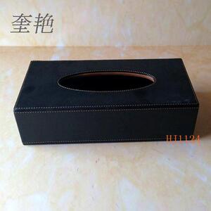 餐巾纸盒皮革面料加工制作餐巾纸皮盒时尚个性客厅黑色纸巾皮面