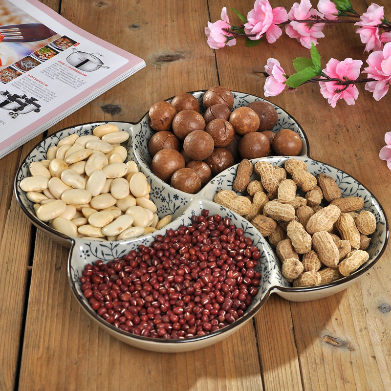 日式陶瓷饭盒手绘和风加深果盘