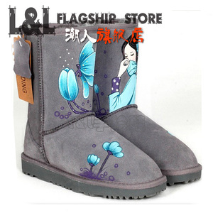 LL潮人创意DIY冬款新品韩版手工个性中筒雪地靴彩绘休闲手绘保暖