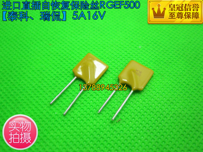 进口PPTC自恢复保险丝RGEF500 16V5A Tyco/泰科5A16V保险丝 方型