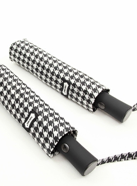 PARACHASE经典黑白千鸟格子自动伞夏季晴雨伞男女太阳伞防晒遮阳