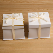 翻糖盒 12寸白色三件套生日蛋糕盒 方形矮款 礼品盒 无丝带