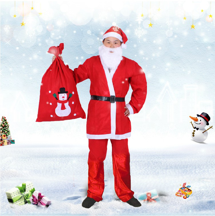 高档金丝绒圣诞服装圣诞老人服装圣诞老人服饰成人套装385g