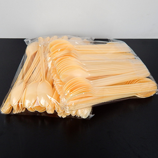 一次性塑料小黄勺子特价DS2冰淇淋刀叉餐具103透明汤羹啫喱勺包邮