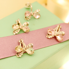 Shanzai Korean sweet elegant Crystal new Butterfly non-pierced earrings ear nail ear clip earrings earring