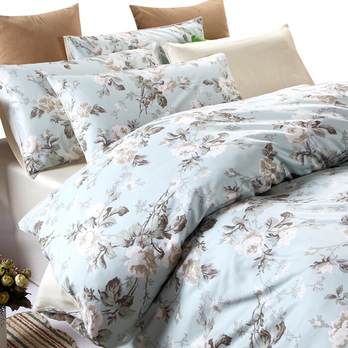 北欧出口纯棉新疆长绒棉四件套 80支贡缎 美式田园全棉床上用品