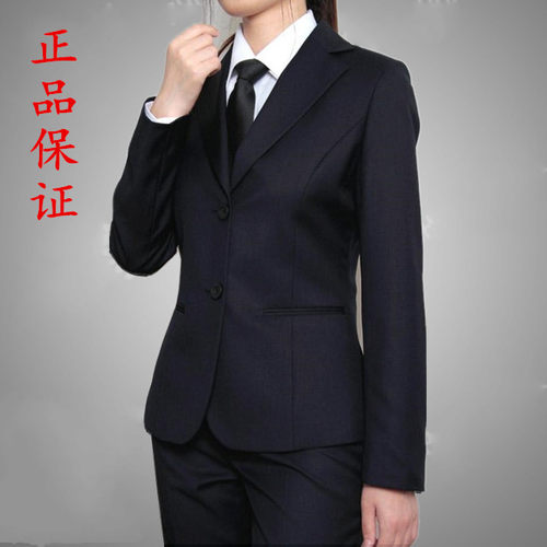 大码西装套装职业正装显瘦藏蓝色