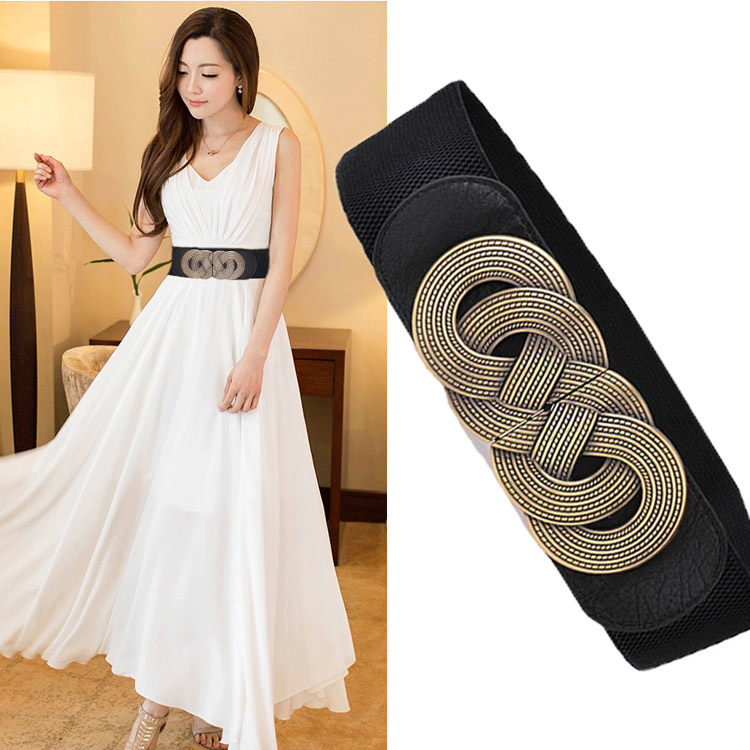 欧美弹力腰带女宽装饰连衣裙子夏季百搭加长胖妹妹松紧腰封配饰