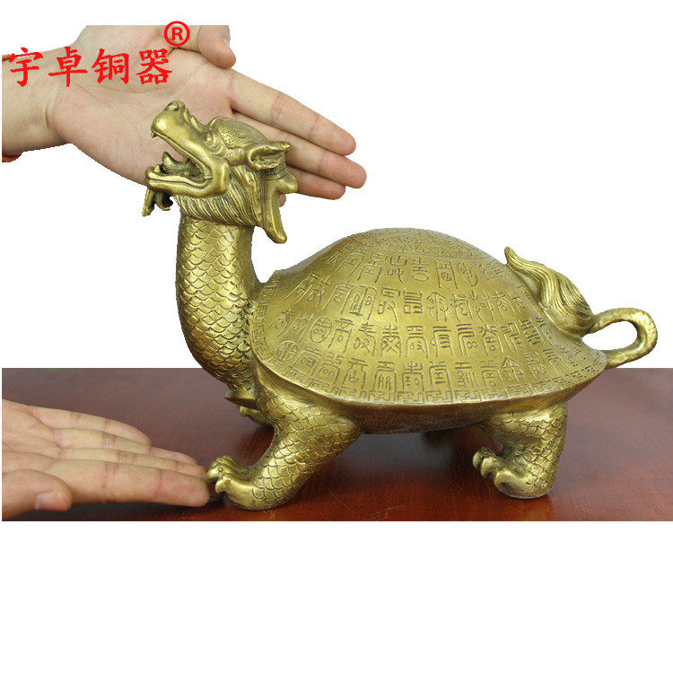 宇卓铜器 纯铜龙龟黄铜龙龟寿字龙龟霸下赑屃百寿龟工艺品摆件_虎窝淘
