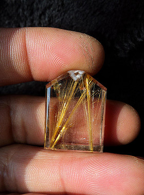 晶山角天然钛晶金发晶顺发无事牌吊坠挂件 28×21×9mm 12.1g