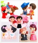 情人节创意礼品礼物 亲嘴情侣娃娃摆件婚礼生日七夕 蛋糕装 饰摆件