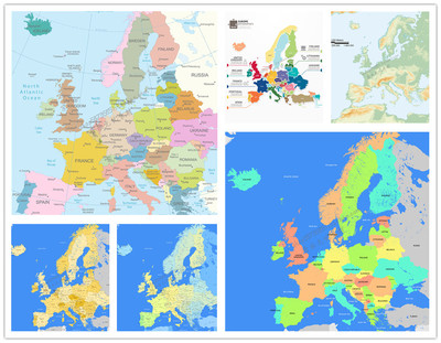 A1543矢量欧洲地图图案政区图地形图信息图 AI设计素材