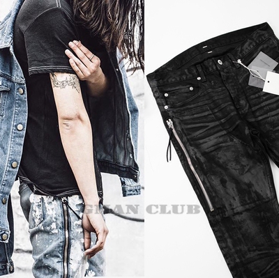 FOG涂层打蜡微弹修身细腿牛仔裤