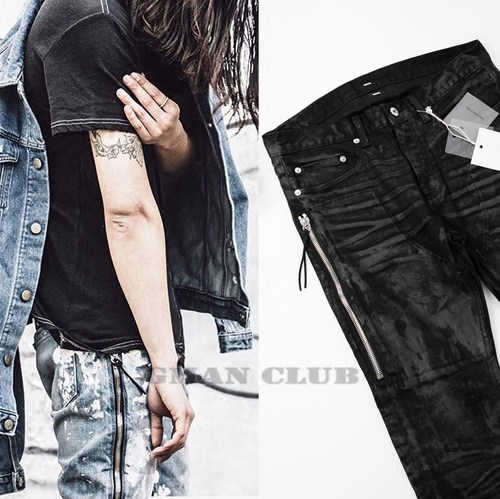 FOG涂层打蜡微弹修身细腿牛仔裤