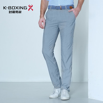 劲霸 夏季新品牛仔裤 男士中腰休闲长裤 经典水洗磨白直筒裤