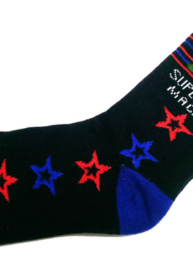 乐天BABY*日单 6-10岁男童黑色五角星棉质春秋短袜